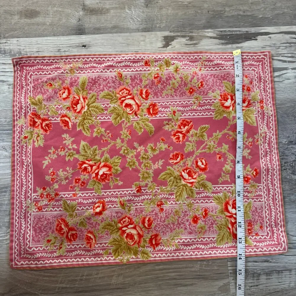 Vintage Pink Floral Rose Cottage Rose Placemats Set of 4 Cotton French Country